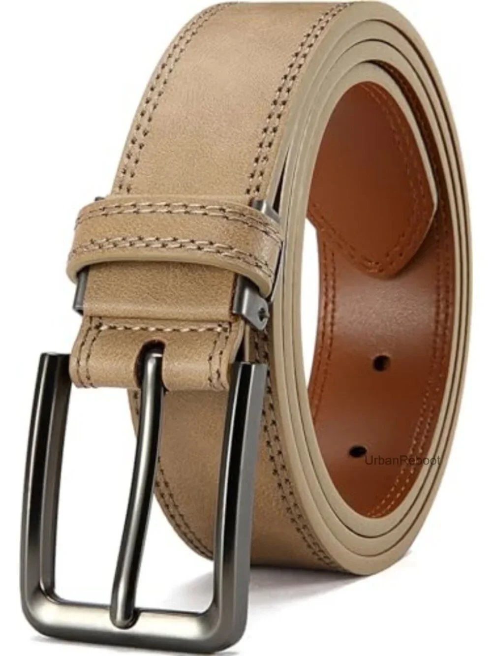 Men's Genuine Cowhide Leather Dress Belt 1 3/8